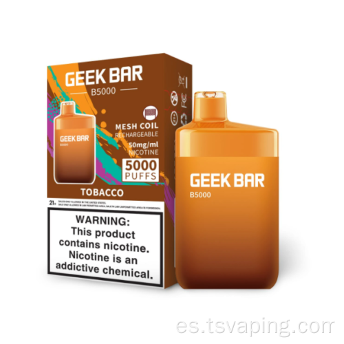 Barra geek al por mayor B5000 Vape desechable 5000 bocanadas